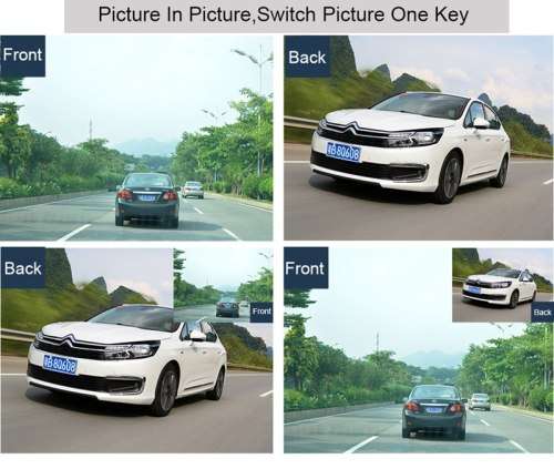 CAR DASH CAM Dual Lens 4 inch Full HD 1080p Parking Monitor WDR Night Vision includes Rear View cam