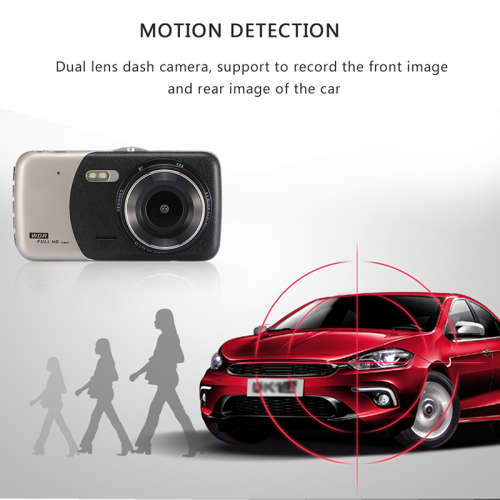 CAR DASH CAM Dual Lens 4 inch Full HD 1080p Parking Monitor WDR Night Vision includes Rear View cam