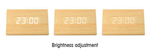 Voice-activated Triangle Wooden Digital Alarm Clock - WOOD