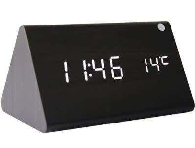 Voice-activated Triangle Wooden Digital Alarm Clock - WOOD