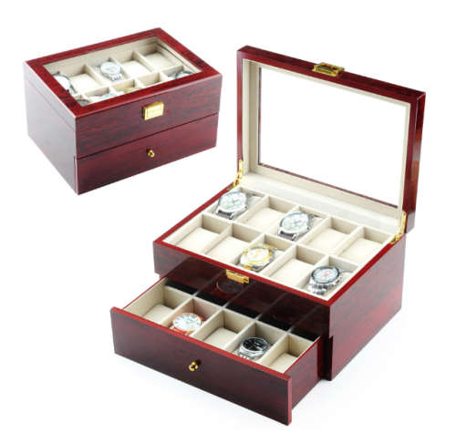 Luxury watch box for men / women wooden watch case organizer glass jewelry storage box