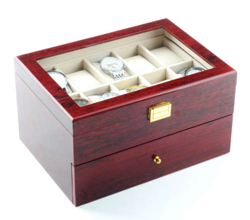 Luxury watch box for men / women wooden watch case organizer glass jewelry storage box