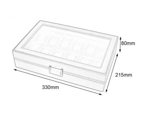 12 Slots Luxury Carbon Fiber Watch Box Jewelry Watch Display Storage Holder Rectangle Black Leather