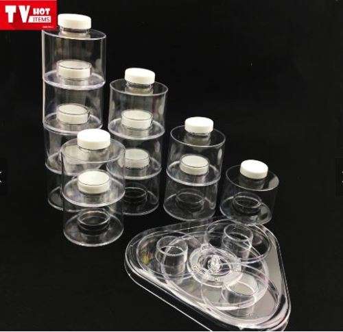 12 Bottles Plastic Stackable Spice Rack Carousel (Transparent)