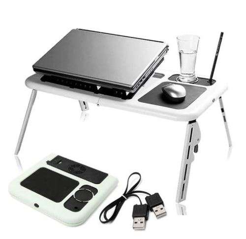 Portable Laptop Desk / Adjustable Folding Laptop Table / E-Table With Tray Cooling fan