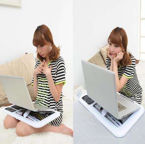 Portable Laptop Desk / Adjustable Folding Laptop Table / E-Table With Tray Cooling fan