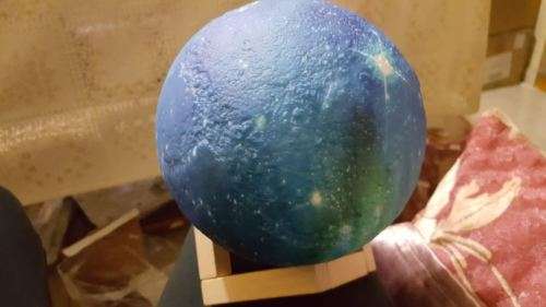 Color Changing SPACE Moon Lamp + Wood Stand - 13CM