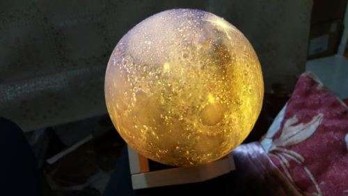 Color Changing SPACE Moon Lamp + Wood Stand - 13CM