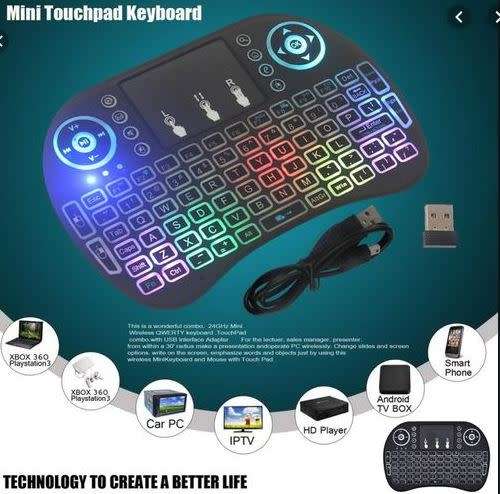 Mini Wireless Keyboard Mouse Combo Multicolor Backlight