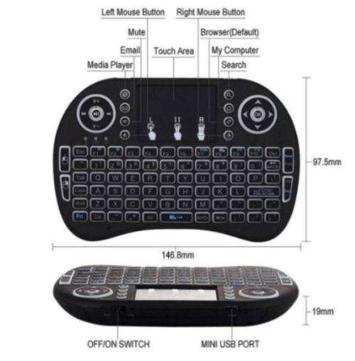 MINI WIRELESS BLUETOOTH KEYBOARD WITH MOUSE FUNCTIONS