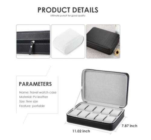 WATCH BOX 10 SLOT TRAVEL CASE