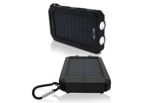 13000mAh Solar Power Bank Dual USB Battery Charger Portable Flashlight Compass BLACK