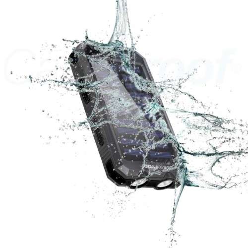 13000mAh Solar Power Bank Dual USB Battery Charger Portable Flashlight Compass BLACK