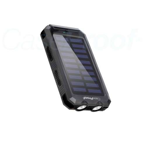 13000mAh Solar Power Bank Dual USB Battery Charger Portable Flashlight Compass BLACK