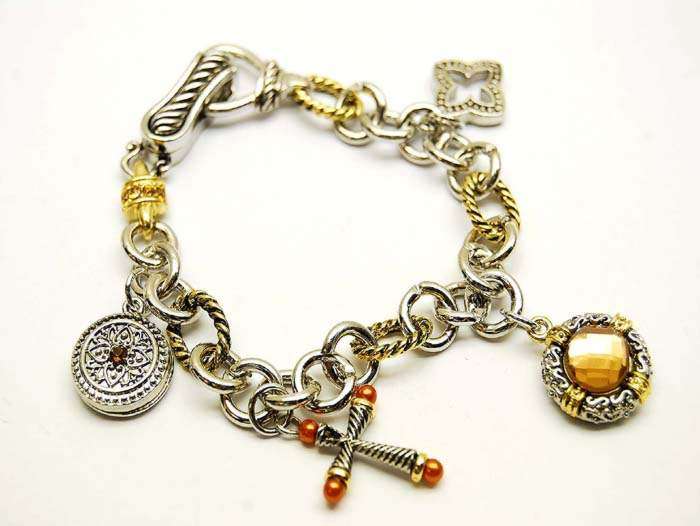 SUPERB AUSTRIAN CRYSTAL CHARM BRACELET