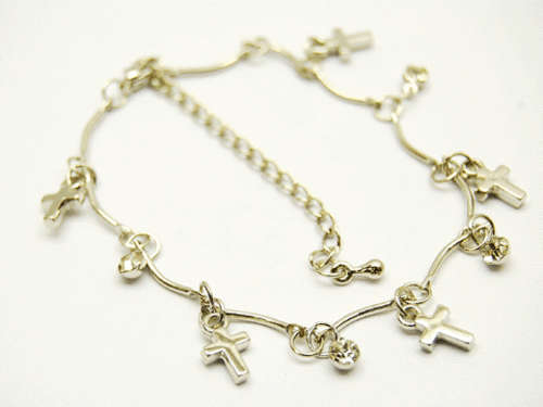 DAINTY AUSTRIAN CRYSTAL AND CROSSES ANKLE CHAIN