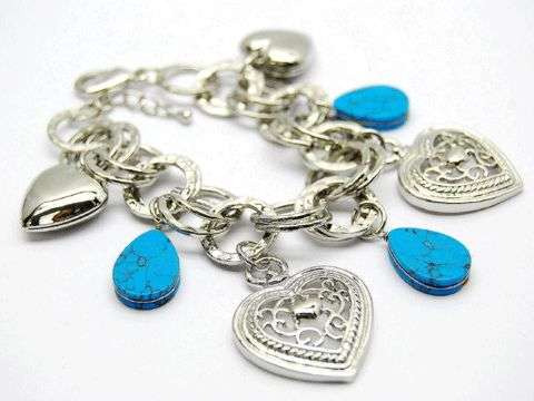 LOVELY TURQUOISE AND HEART BRACELET