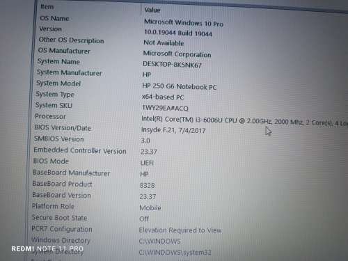 HP 250 G6 i3 4GB Memory