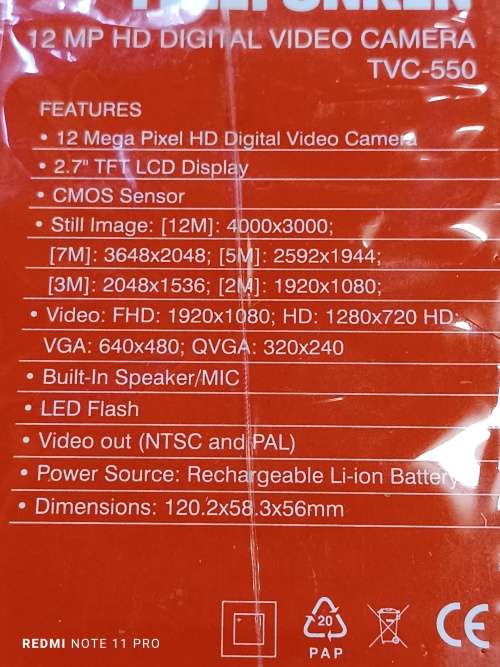 Telefunken TVC-550 HD Digital Video Camera