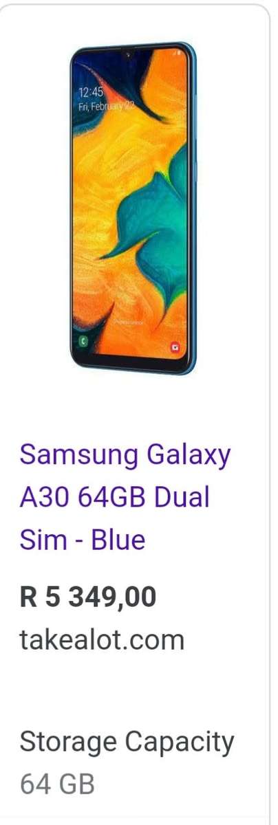 SAMSUNG A30 64GB DUAL SIM - BLACK