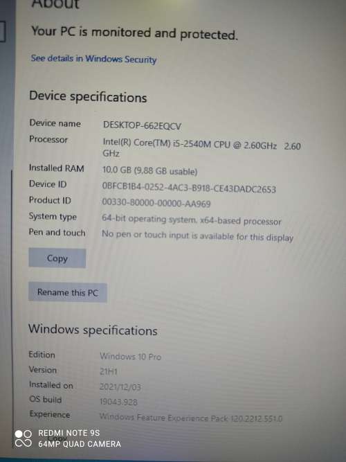 Dell latitude E6520 10GB Ram i5 processor 2.6GHz