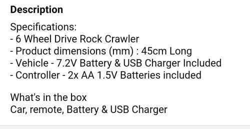 RW Toys 1/8 R/C (Mercedes) Rock Crawler Truck 6WD - Black/Pink