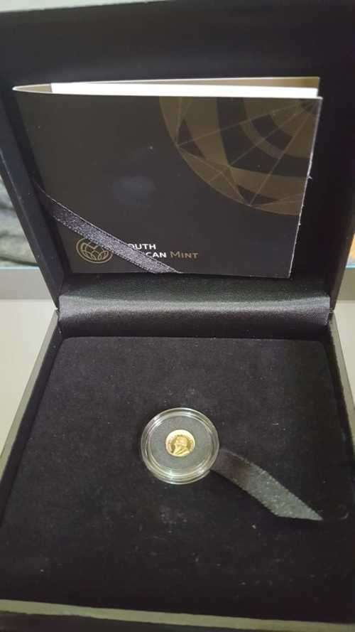 Proof Kruger Rand 1/50 oz pure 22 Carat Gold - SA Mint with COA