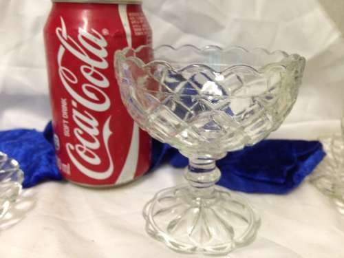 ANCHOR HOCKING*WATERFORD CRYSTAL*WAFFELpat VTG GLASS* FOOTED CANDY BOWL!!!GREAT COUNTRY HOME DECOR!!