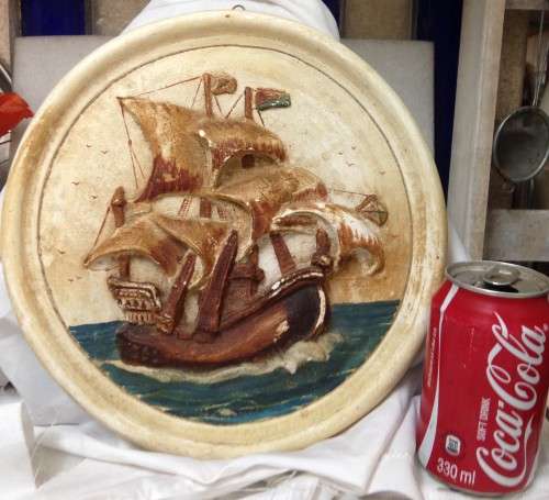 bossons style material OLD SAIL SHIP WALL HANGING