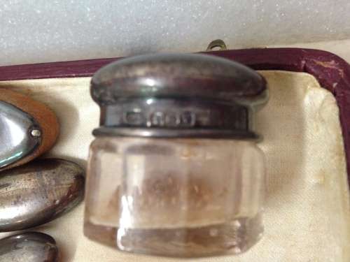 Antique Box+5*4HallmarkedSILVER Manicure Set*BOBtoADELINE WISHING HER M HAPPY RETURNSofDay-8.9.1923