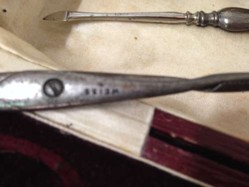 Antique Box+5*4HallmarkedSILVER Manicure Set*BOBtoADELINE WISHING HER M HAPPY RETURNSofDay-8.9.1923