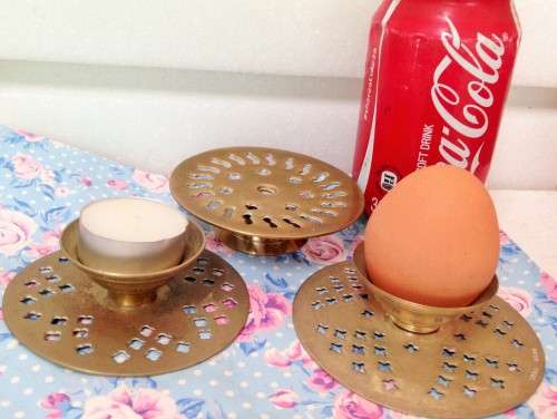 3xassorted HOLDER 1 BRASS/EPNS*egg cup or trivet or candle holder !!!GREAT COUNTRY HOME DECOR