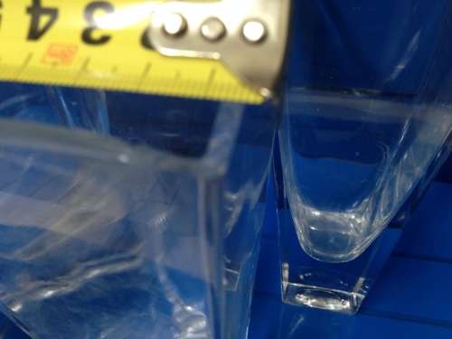 VASE - same size +style 4 CLEAR GLASS VASES-WITH TAPERING TOP SQUARE DESIGN bid per each vase