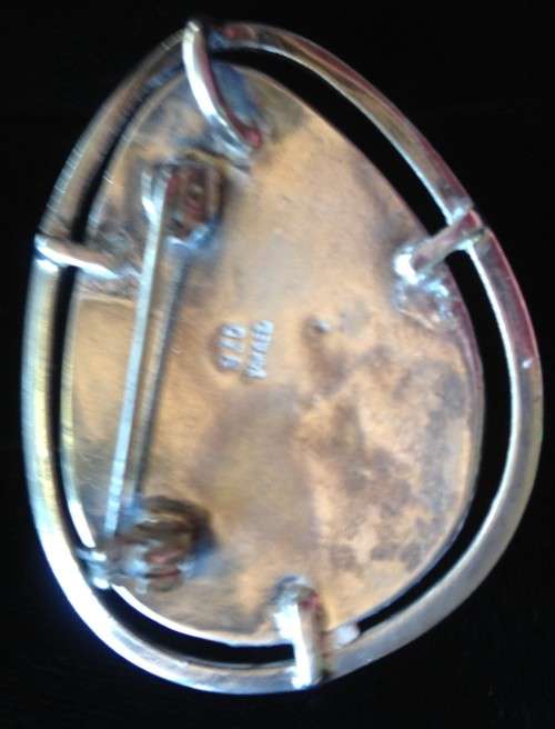 SILVER[ISRAEL 830]POLISHED ELAT STONE*brooch*GREAT COUNTRY HOME DECOR*L@@K ATmy*BUY NOW*NO WAITING