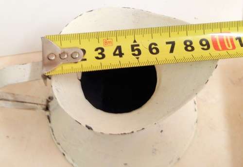 WHITE ENAMEL SIEVE DRAINAGE holes+SMALL METAL JUG !!!GREAT COUNTRY HOME DECOR !!!