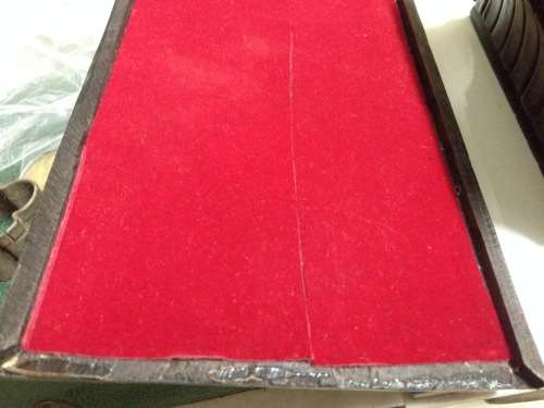 BOX Lided -  EBONY 1.066kg Solid Hand Carved box*Red Velvet Interior -TLC needed