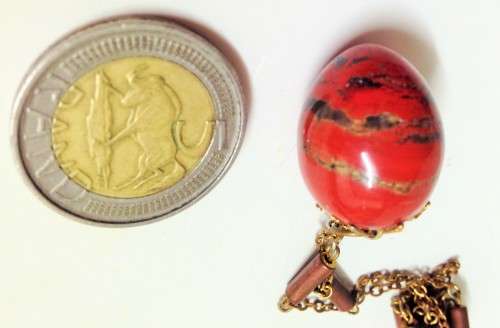 RED JASPER QUARTZ Acorn red grey quartz veins)NECKLACE EGG Pendant semi PRECIOUS GEMSTONE