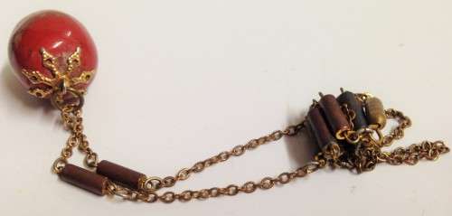 RED JASPER QUARTZ Acorn red grey quartz veins)NECKLACE EGG Pendant semi PRECIOUS GEMSTONE