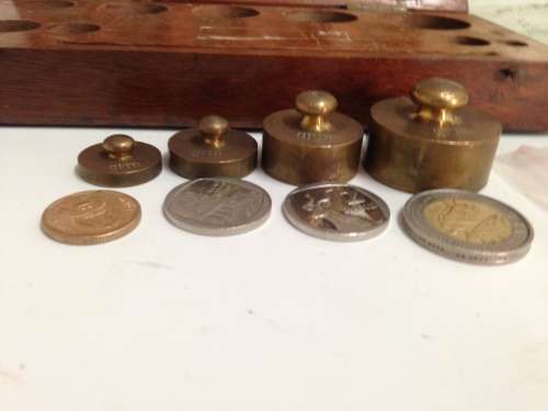 Antique 4 BRASS CAPSTAN SHAPE SCALE WEIGHTS BOXED+7assorted*5 flat+*2!GREAT COUNTRY HOME DECOR!