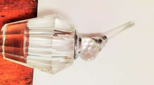 EXQUISITE*Crystal cut GLASS Perfume bottle + LID Empty