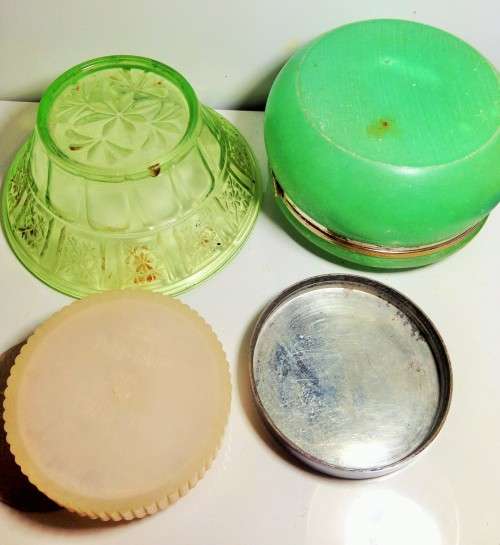 RARE*GREENglass+MARBLEboxHinge+POLYcont.ChromeLid*GREAT COUNTRyHOMeDECOR*L@@katMY*BUYNOW*NO WAITING*