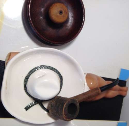 Wood Pipe+1952Rhodesian teakAshtray*+CeramicLady GREAT COUNTRyHOMeDECOR*L@@katMY*BUYNOW*NO WAITING*