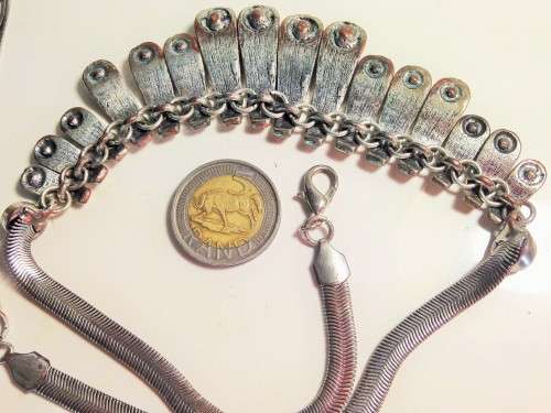 VintageBIBNecklaceSilverToneMETAL16PINK CRYSTAL*GREAT COUNTRY HOME DECOR*L@@katMY*BUYNOW*NO WAITING*