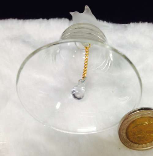 BELL- GLASS CRYSTAL*FROSTED BIRD ON TOP OF HANDEL!!GREAT COUNTRY HOME DECOR!!!