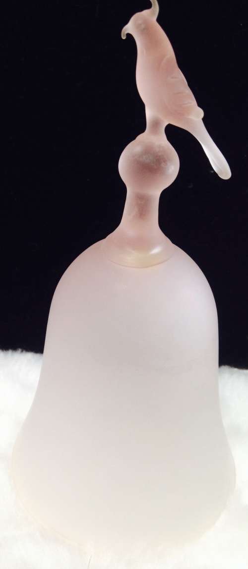 EXQUISITE*BELL 1 PINK FROSTED GLASS-BIRD ON TOP OF HANDEL