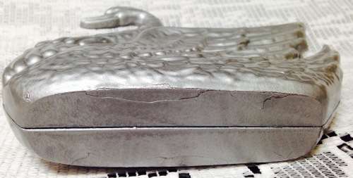 GODINGE c1984Cast Iron Swan + 2 Swan SALTS glass EPNS metal wing +1 mustard Spoon