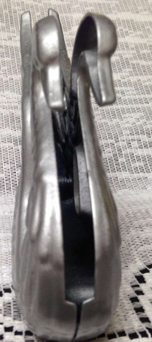 GODINGE c1984Cast Iron Swan + 2 Swan SALTS glass EPNS metal wing +1 mustard Spoon