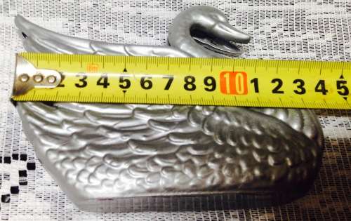 GODINGE c1984Cast Iron Swan + 2 Swan SALTS glass EPNS metal wing +1 mustard Spoon