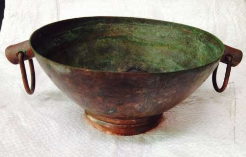 *EXCEPTIONAL****COPPER BOWL seeFab HANDLES -Patenta excellent *GREAT COUNTRY HOME DECOR*L@@KatBuyNow