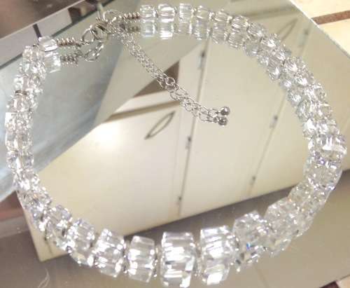 Necklace  - Cut glass Square CRYSTAL Mix Size